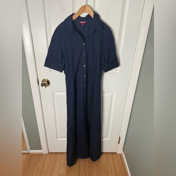 Staud Joan Maxi Dress in Navy 8 - Picture 2 of 8